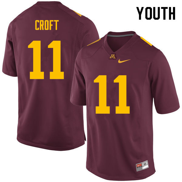 Youth #11 Demry Croft Minnesota Golden Gophers College Football Jerseys Sale-Maroon